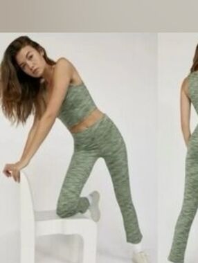 Aritzia Sunday Best 2Pc Set  Green Space Dye Maisy Pants & Jagger Crop Top